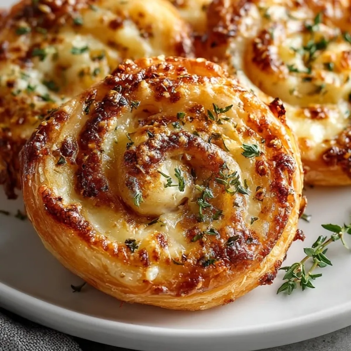 Crispy Caramelized Onion Grilled Cheese Spirals, golden with bubbling cheese, perfect for sharing as an appetizer.
