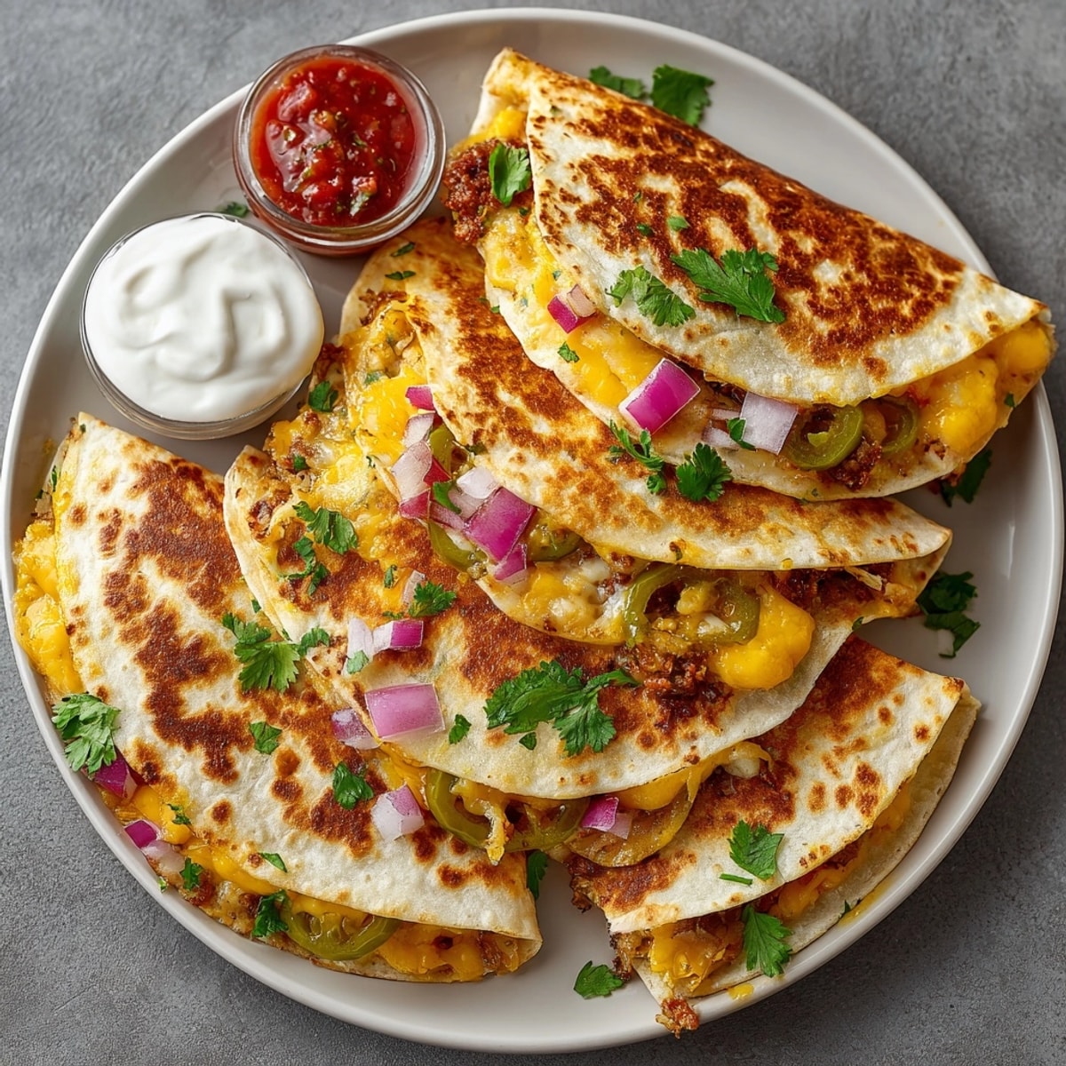 Savory, folded Jalapeño Pickle Quesadilla Wraps, grilled to golden perfection with a melted cheese and pickle filling.