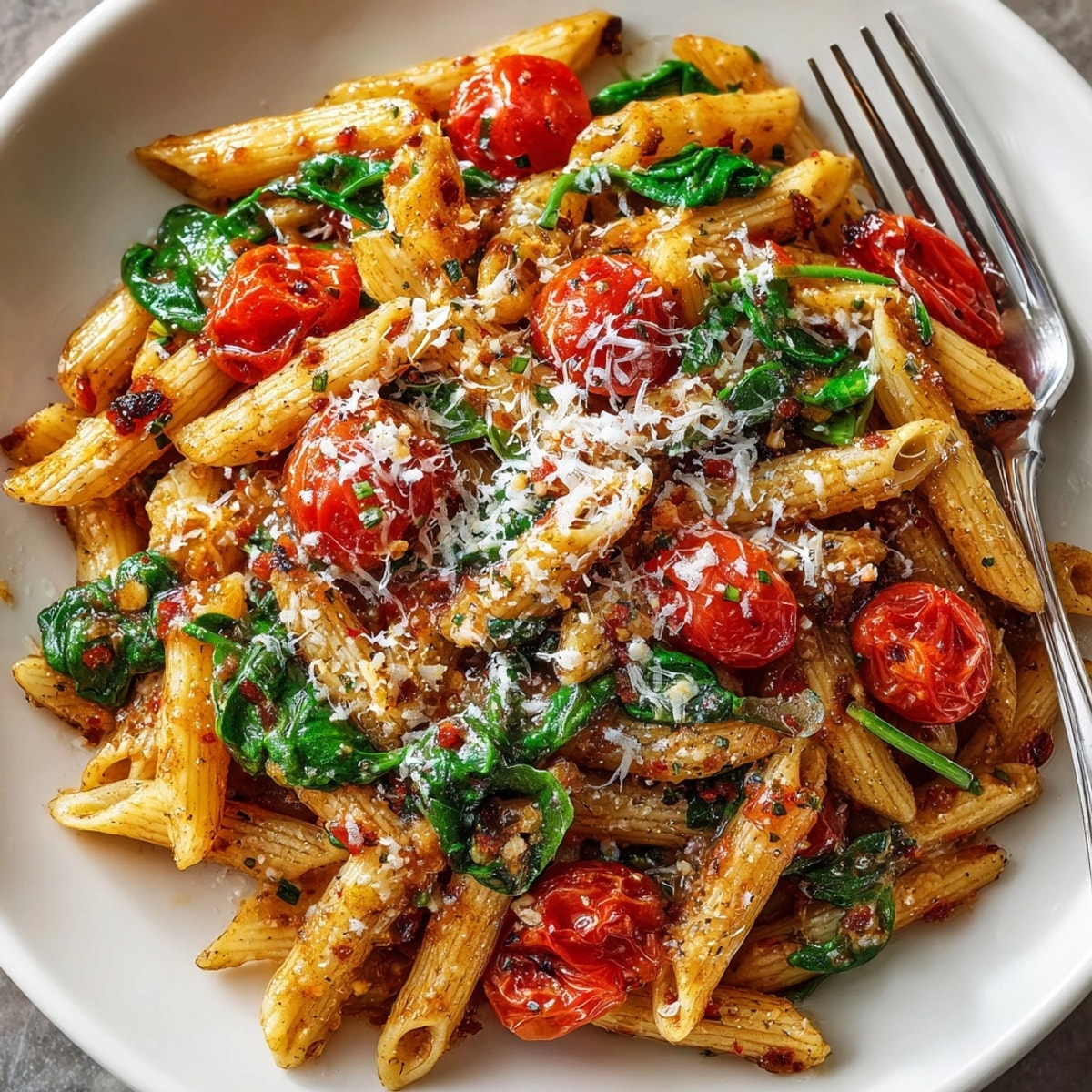Steaming pressure cooker pasta with vibrant marinara sauce coats perfectly cooked noodles—quick 5-minute recipe.