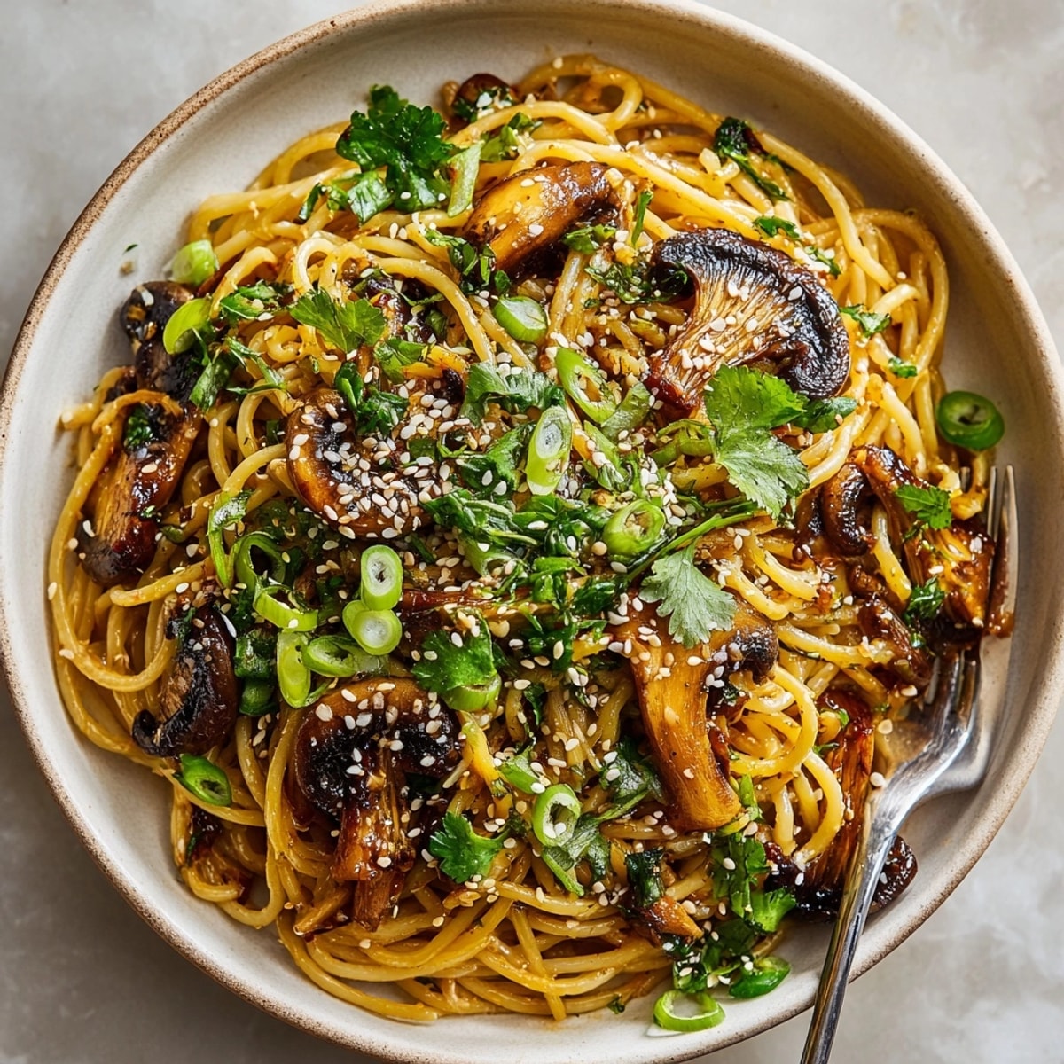 This Soy-Glazed Mushroom Pasta offers a delicious umami flavor, perfectly coating the pasta with a rich soy glaze.