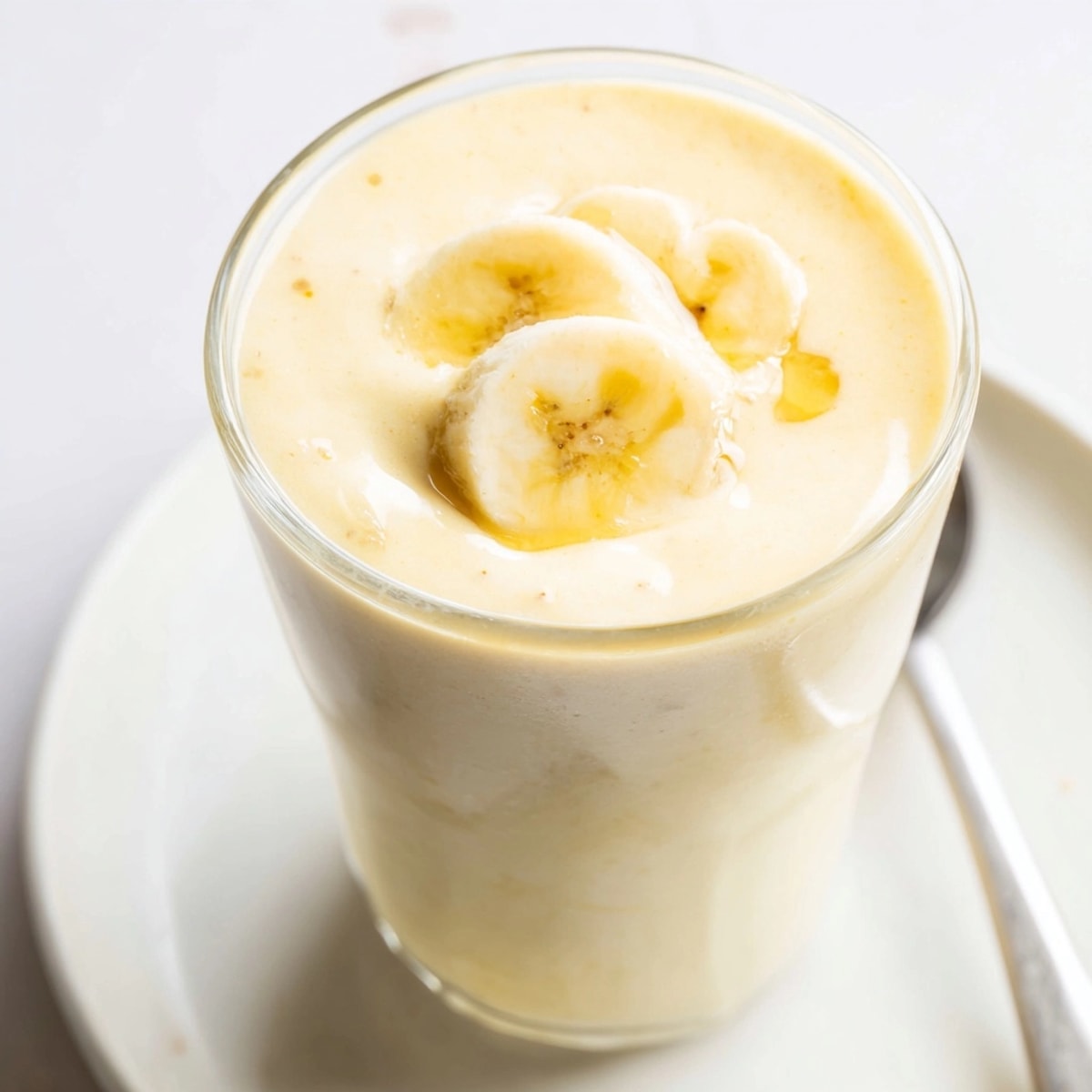 Healthy Banana Smoothie swirls into a frothy glass, promising a quick, nourishing breakfast.