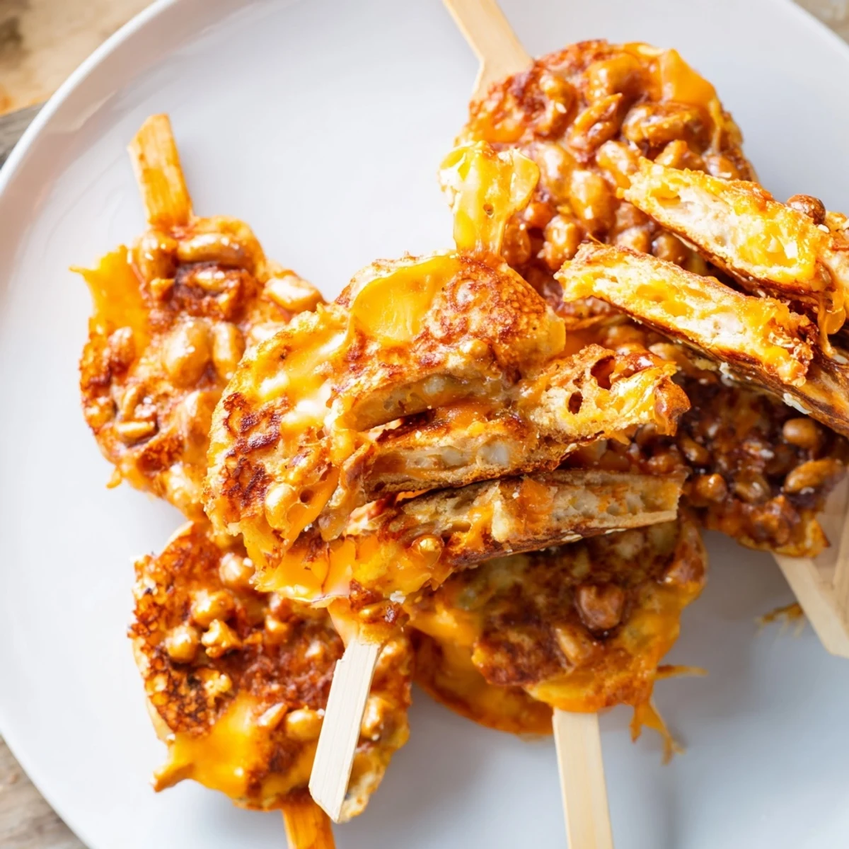 Cheesy Spicy Pretzel Pancake Pops served warm, golden, and crispy for tasty snacking.  
