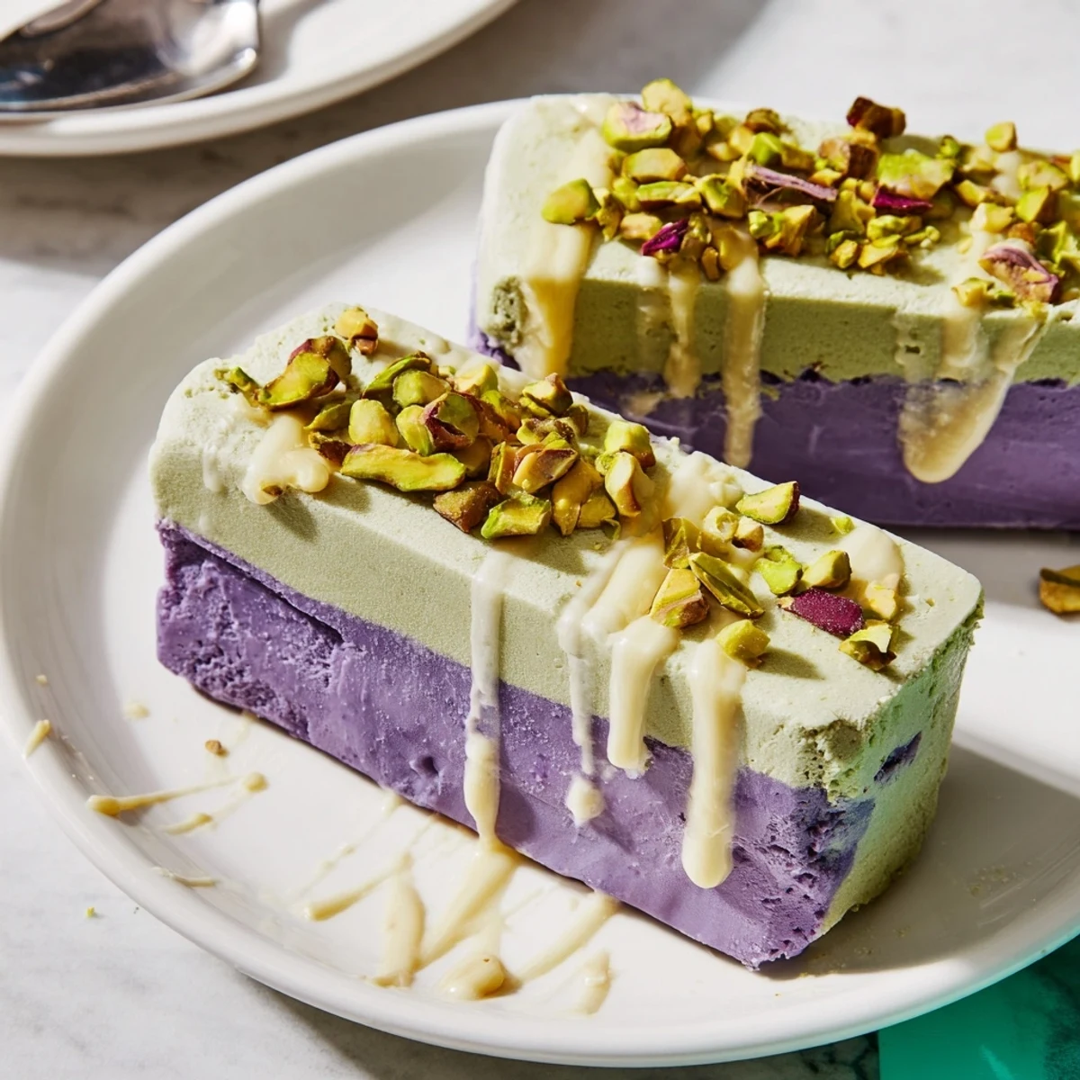 Ube Pistachio Ice Cream Bars