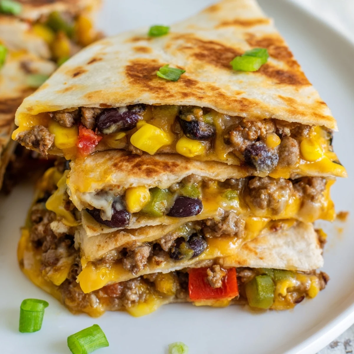 Delicious and easy sheet pan quesadillas featuring ground beef, melty cheese, and crispy, toasted tortillas.