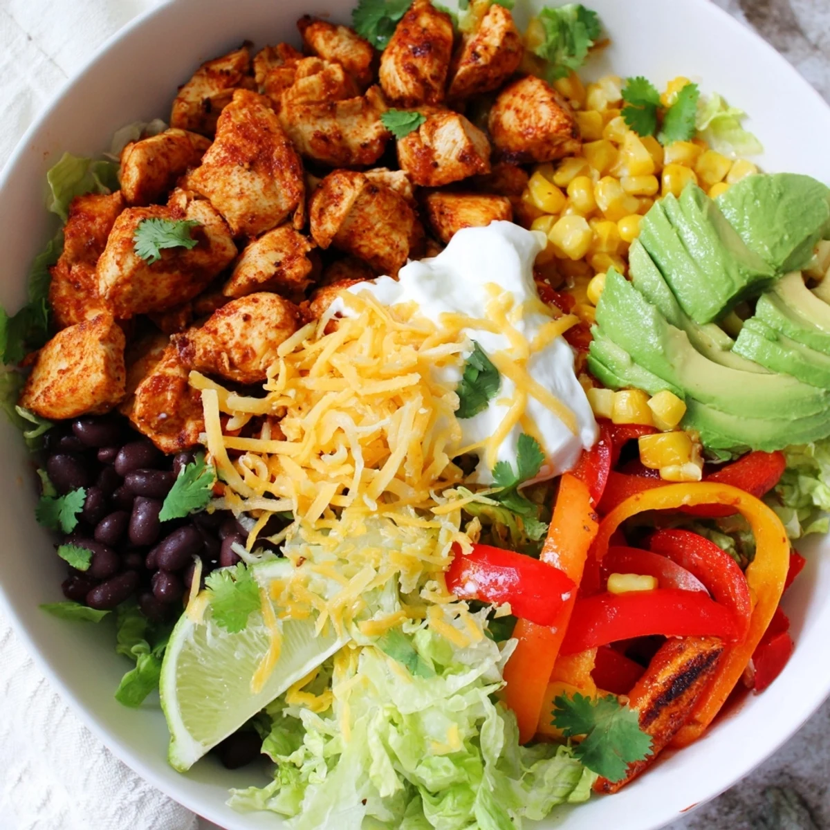 Sheet Pan Chicken Burrito Bowls, brimming with colorful roasted vegetables and tender chicken.