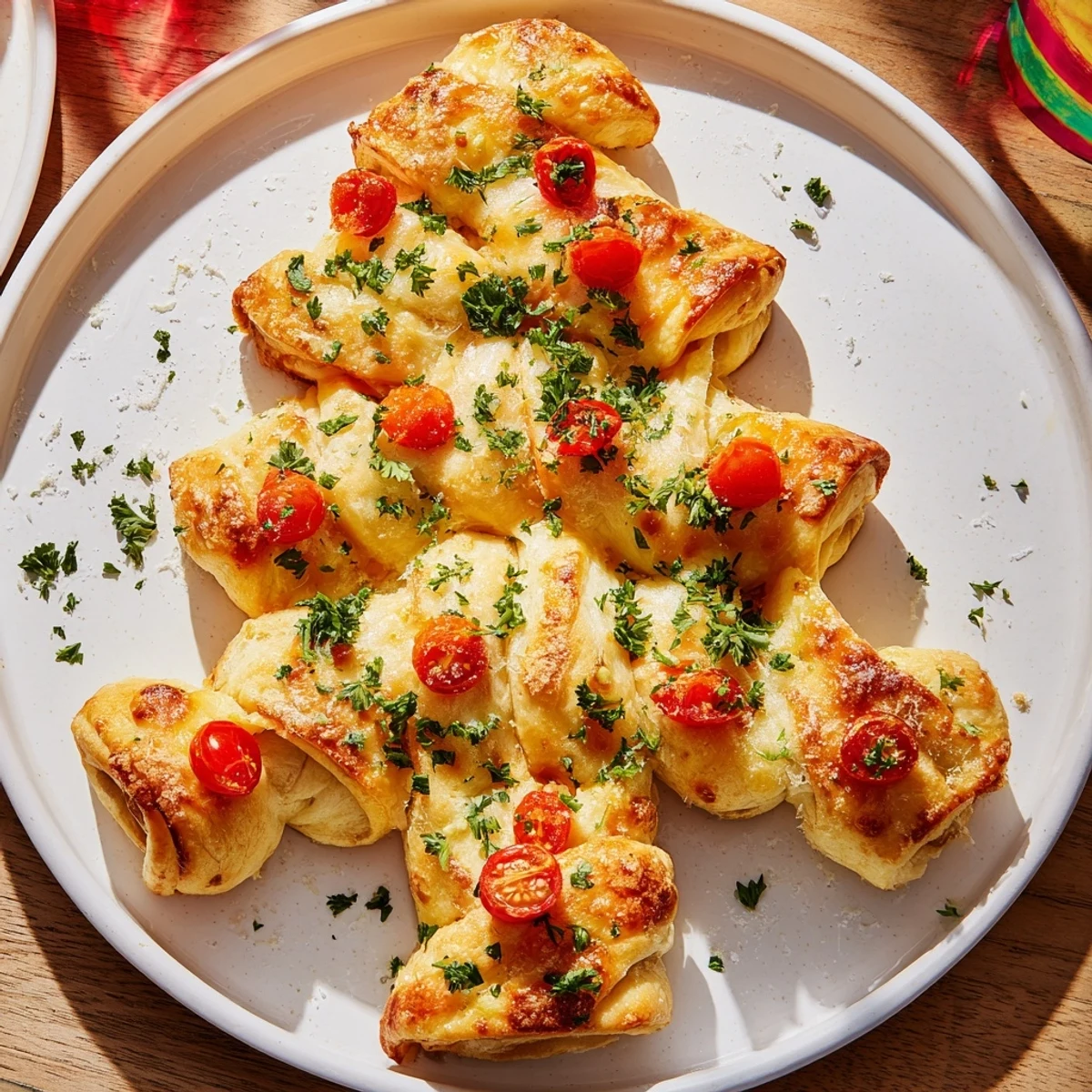 Warm, golden Budget Christmas Crescent Roll Trees, a savory appetizer perfect for a festive gathering.