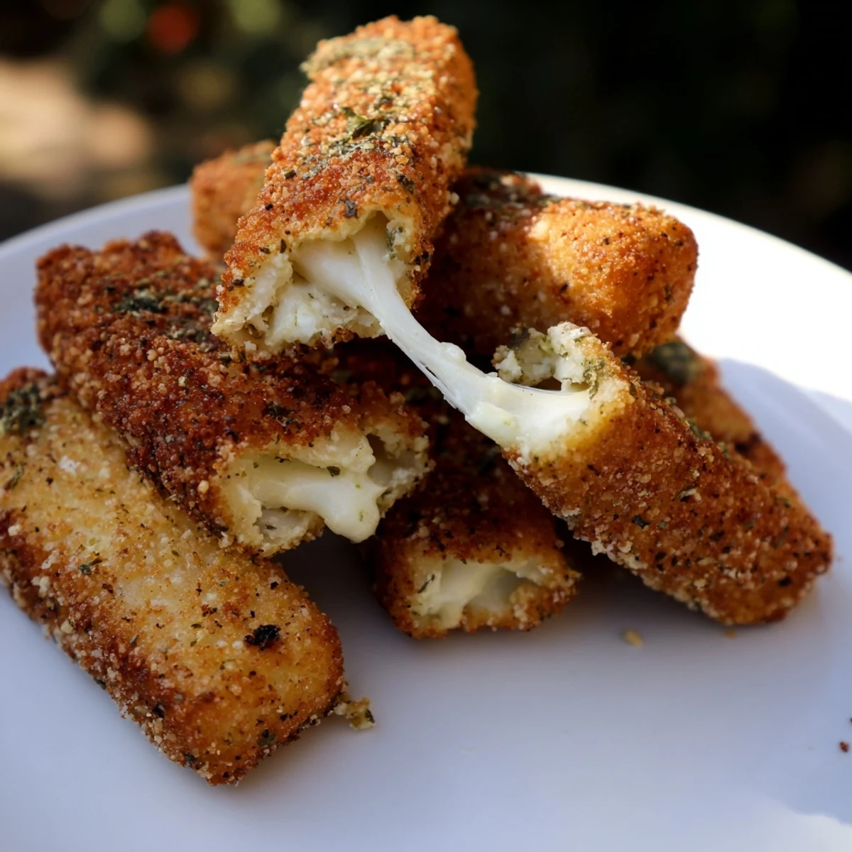 Golden-brown Air Fryer Mozzarella Stick Grilled Cheese Fingers alongside warm marinara sauce dip, a classic snack.