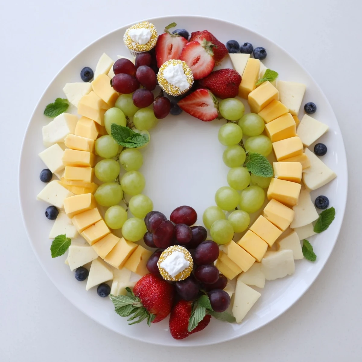 The elegant diamond ring engagement board features a sparkling display of sweet and savory treats to share.