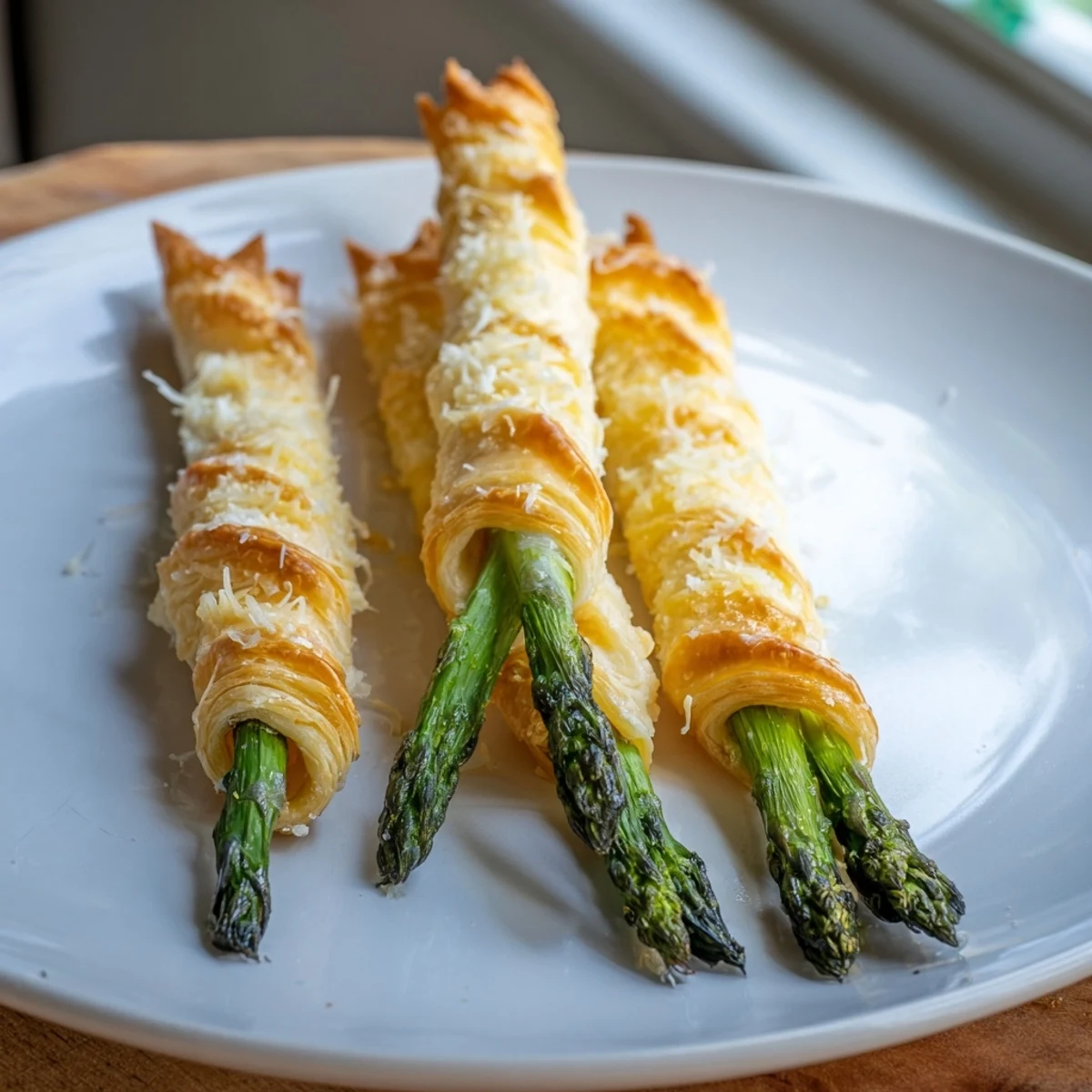 Golden Star Shaped Asparagus Bundle Wraps, showcasing flaky pastry and tender asparagus, perfect with dipping sauce.