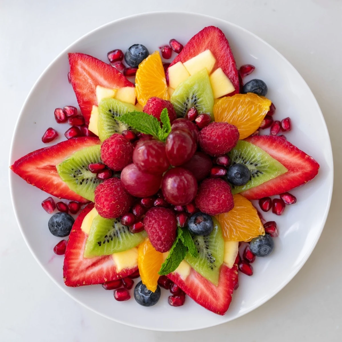 Festive Poinsettia Fruit Bowl: a vibrant, beautiful arrangement of fresh fruits ready for your next brunch!