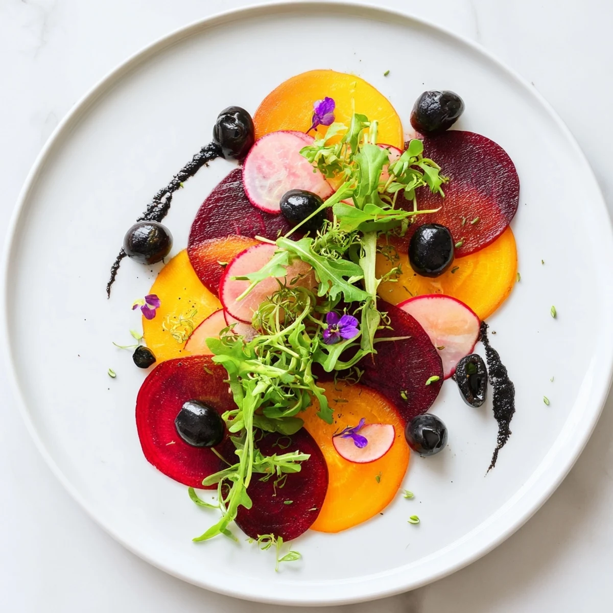 This The Shadow Play appetizer features vibrant colors and dramatic layers, perfect for a modern starter.