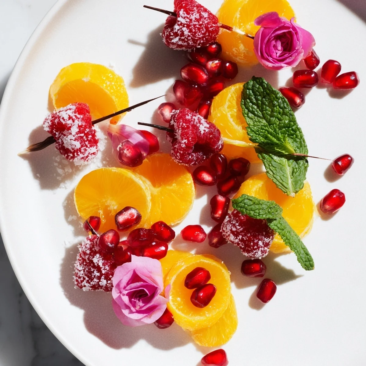 A close-up of beautifully arranged Baisers de Minuit, sparkling with edible glitter and dark chocolate shavings.