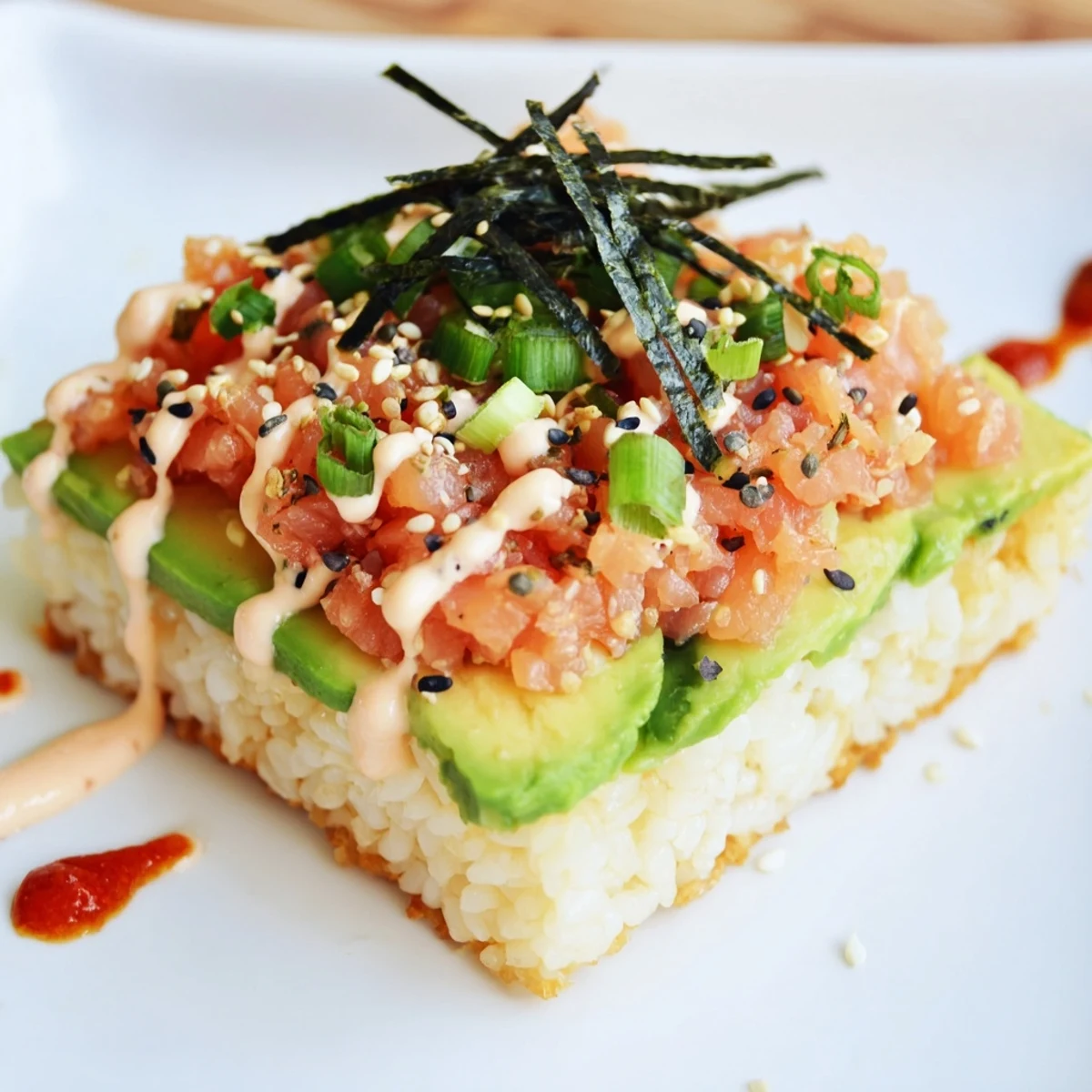 Crispy Rice Salmon Stack