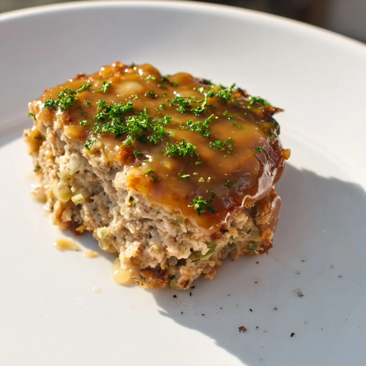 Close-up of freshly baked Mini Meatloaf Bites, glistening with a sweet and tangy glaze.