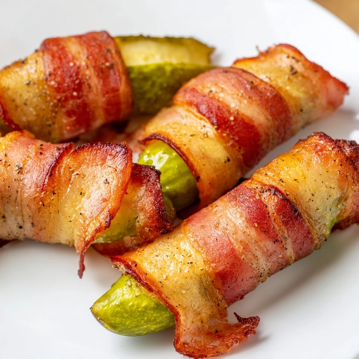 Smoky bacon embraces tangy dill pickles in this delicious appetizer, baked to perfection.