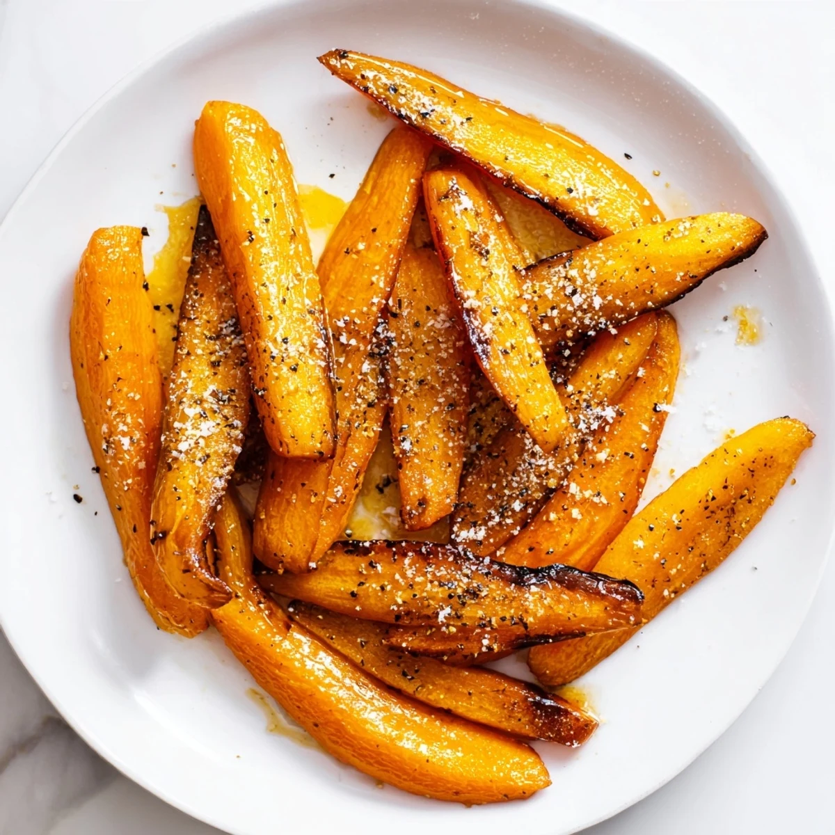 Golden, crispy Parmesan Baby Carrot Chips are ready to eat, a perfect side dish with amazing flavor.