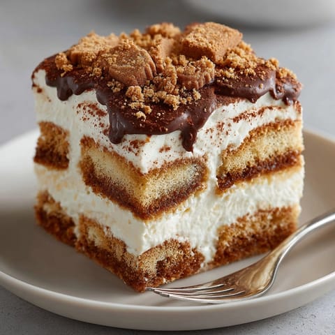 Decadent Gingerbread Tiramisu dessert featuring spiced ladyfingers, molasses, and cocoa &ndash; a festive holiday treat.
