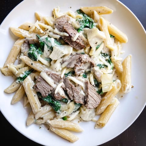 Steak Spinach Artichoke Pasta