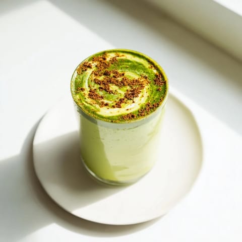 Creamy and cool, this Matcha Eggnog Collagen Breakfast Smoothie is a perfect morning beverage.