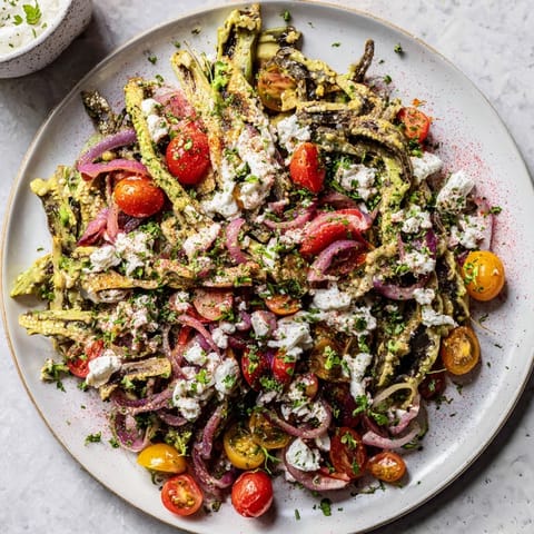 Freshly assembled Desert Cactus Tacos with vibrant nopales, avocado, and salsa, perfect for a fiesta.
