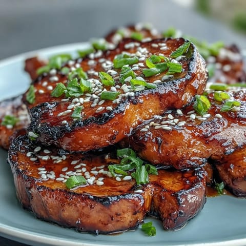 Juicy eggplant steaks roasted golden and brushed with a rich, savory miso glaze for a caramelized finish.  