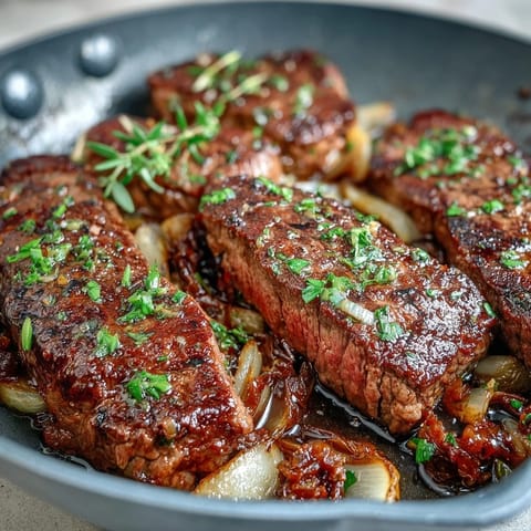 Garlic Butter Steak Bites and Potatoes sizzle in a skillet with golden potatoes, fragrant garlic butter, and fresh herbs for a hearty, satisfying main dish.  