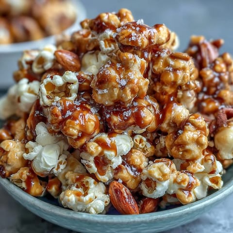 Baseball Season Popcorn Mix with Peanuts and Caramel, a sweet and salty snack mix perfect for game day or movie night gatherings.