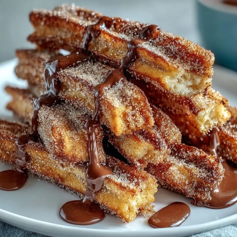 Cinco de Mayo Churro Bites are golden, crispy, and dusted with cinnamon sugar, served with a rich chocolate dipping sauce for a festive dessert.