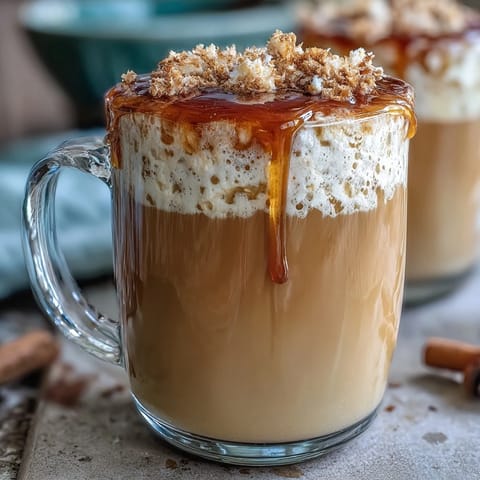 Warm dandelion tea latte featuring roasted dandelion root, frothy oat milk, and a drizzle of honey for a cozy, dairy-free treat.
