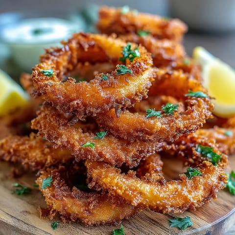 Deliciously seasoned fried calamari, perfect as a quick appetizer dish.