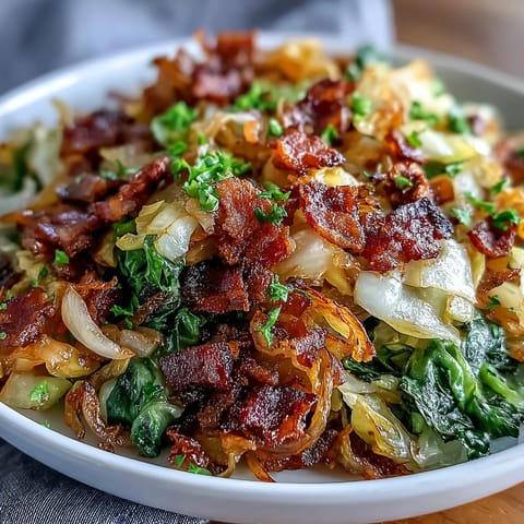 Golden Fried Cabbage with Bacon and Onions, a Southern comfort food side.