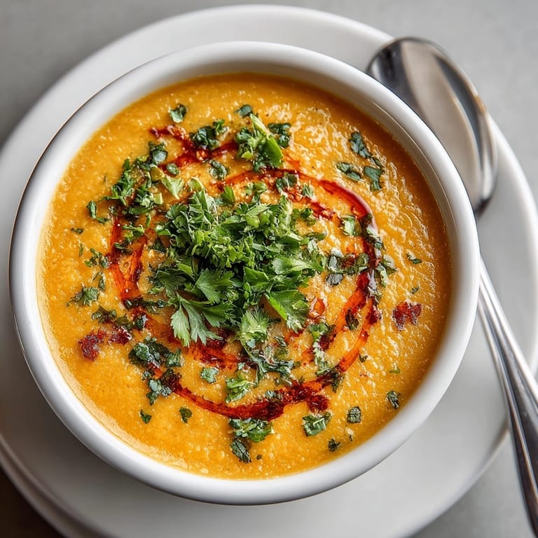 Homemade Thai Peanut Lentil Soup ready to eat, perfect for cozy vegan dinners.