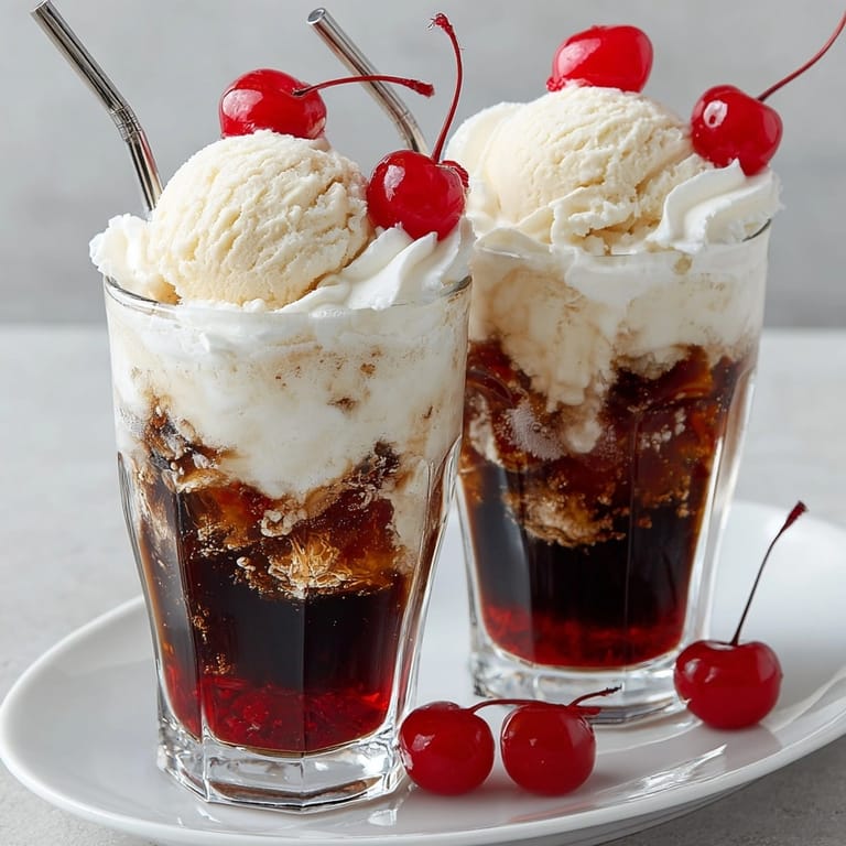 Close-up of a refreshing Rebel Float Cherry‑Cola Cream Fizz, perfect for a hot summer day.