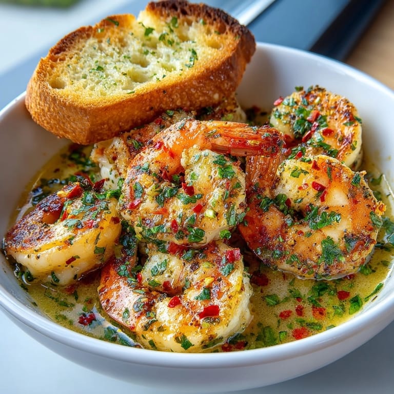 Buttery shrimp scampi bowls paired with crispy garlic bread, perfect for cozy weeknight dinners.