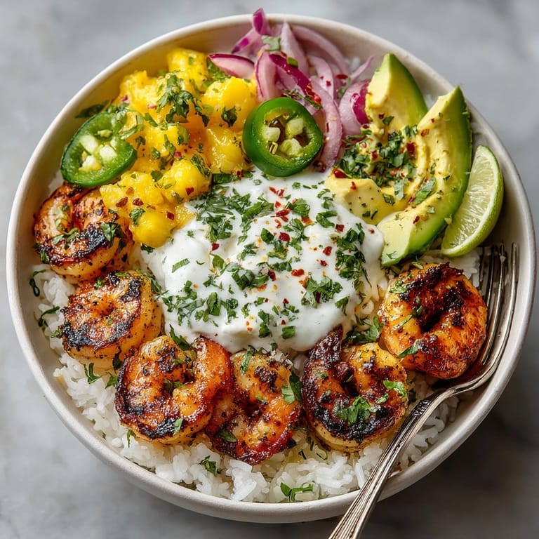 Grilled shrimp nestled with ripe avocado and mango salsa in vibrant shrimp and avocado bowls.