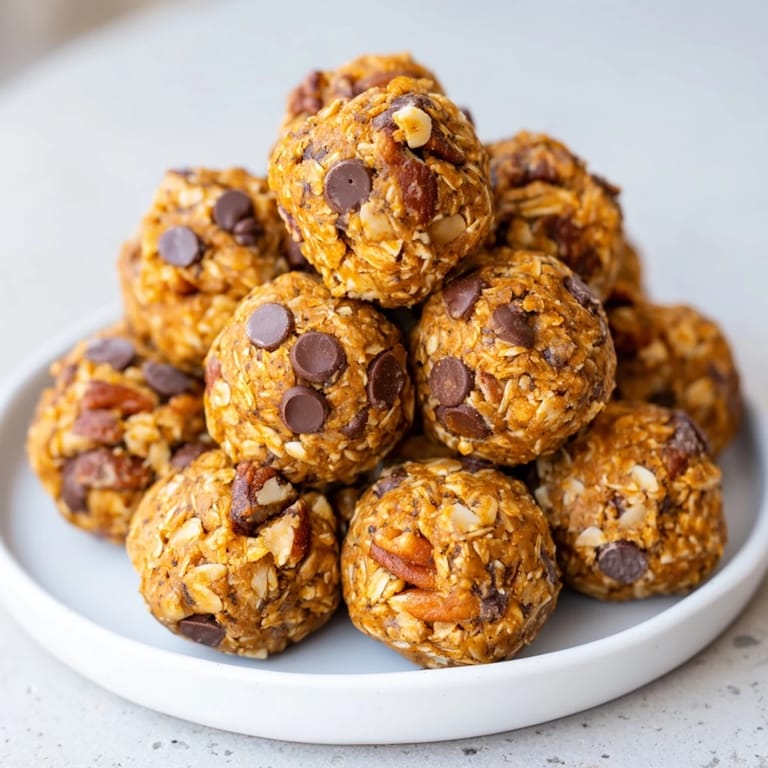 Nutritious no-bake Gingerbread Pumpkin Muffin Energy Bites, bursting with warmth and spice.  