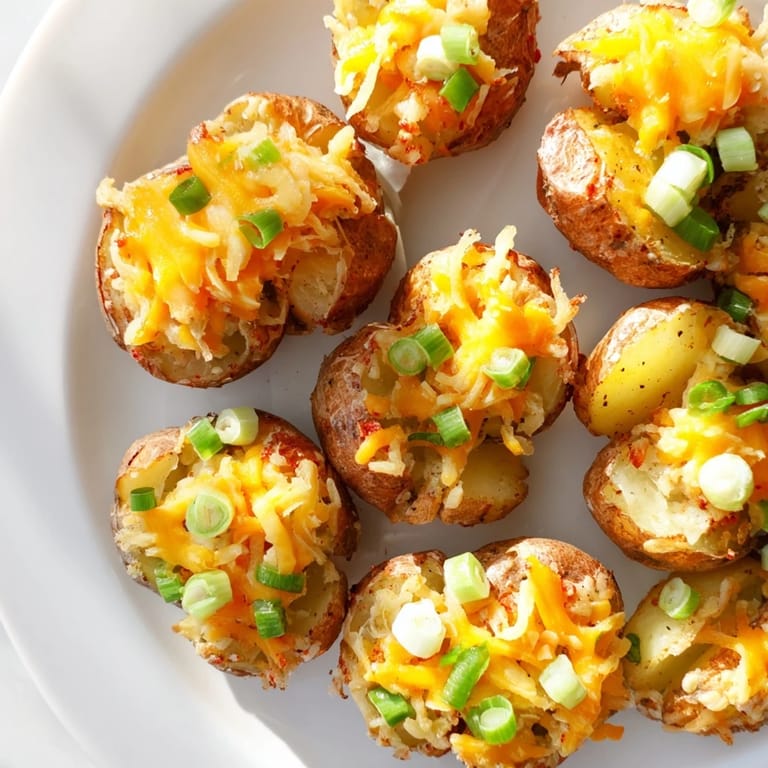 Golden brown smashed green onion potato bombs served fresh from the oven.  