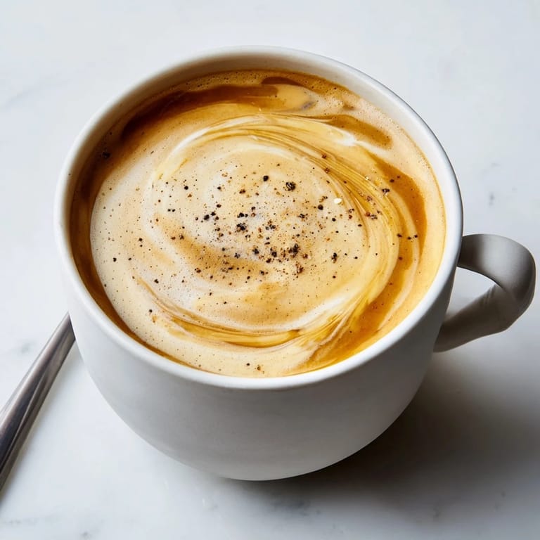 Savory-sweet Onion Latte served warm, perfect for adventurous coffee lovers.  
