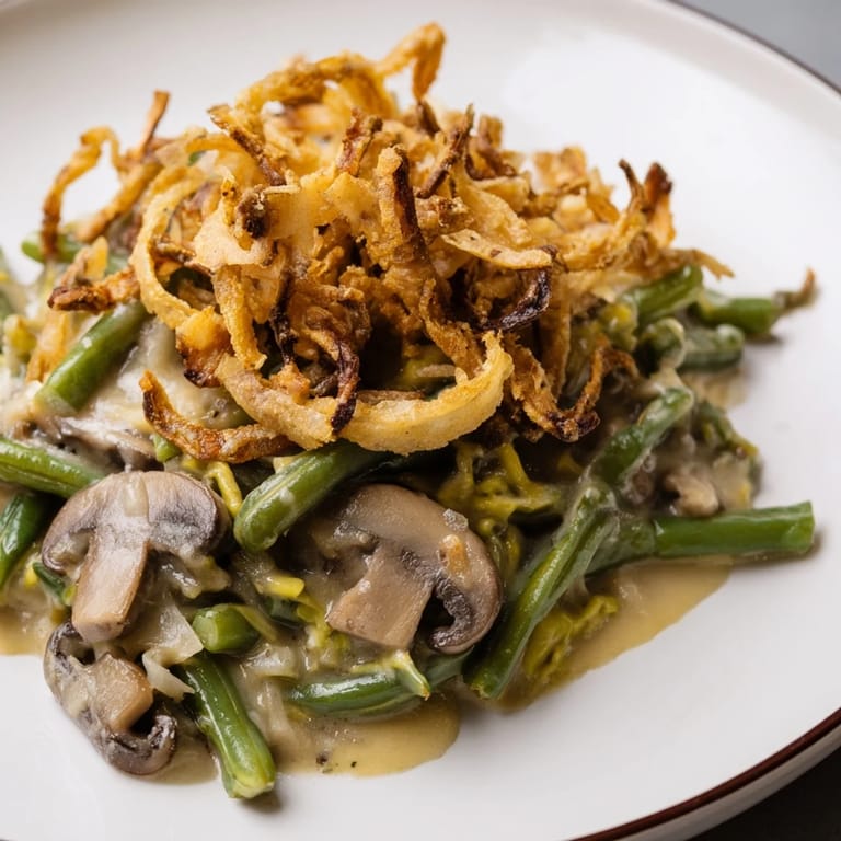 Enjoy this comforting bowl of Old-School Green Bean Casserole, a classic holiday side dish.