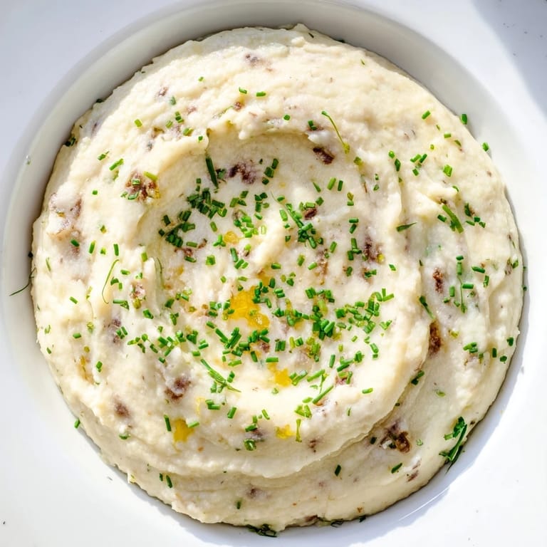 Picture this: A comforting bowl of garlic and herb cauliflower mash, perfect with any meal.