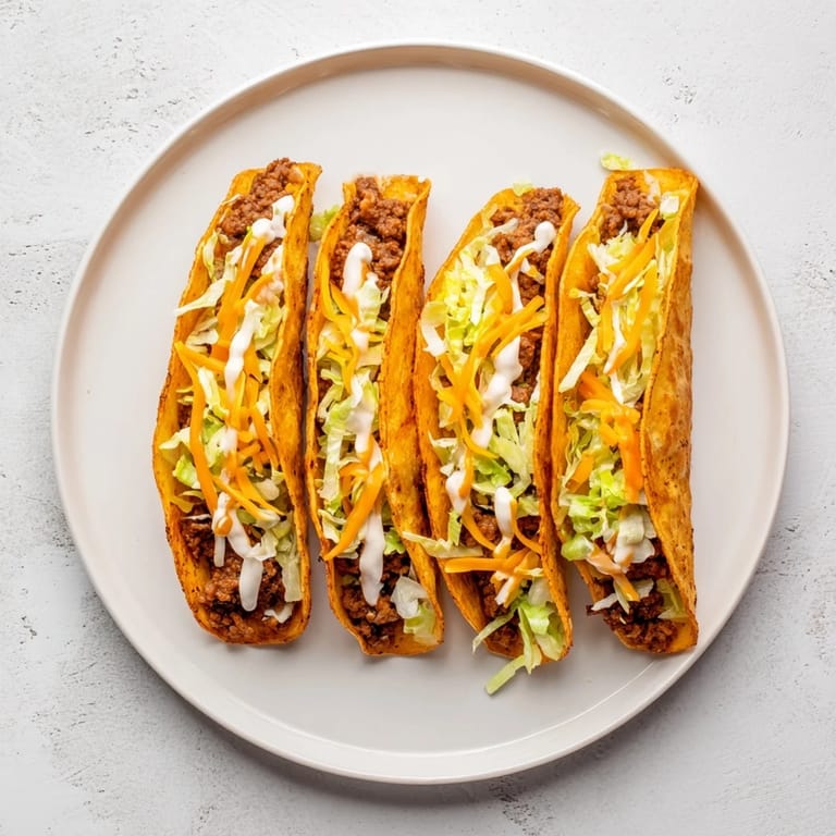 Homemade Cheesy Gordita Crunch Tacos with layers of seasoned meat, crunchy shells, and fresh ingredients, a fantastic meal.
