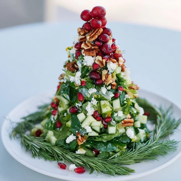 Tangy feta cheese sparkles atop the holiday-tree-shaped Cranberry & Feta Cheese Dip Salad.