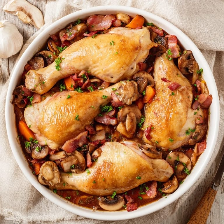 Imagine fork-tender Coq au Vin Style Chicken Thighs, deeply flavorful, perfect for a cozy dinner.