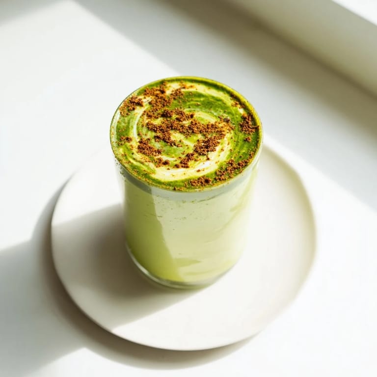 Creamy and cool, this Matcha Eggnog Collagen Breakfast Smoothie is a perfect morning beverage.