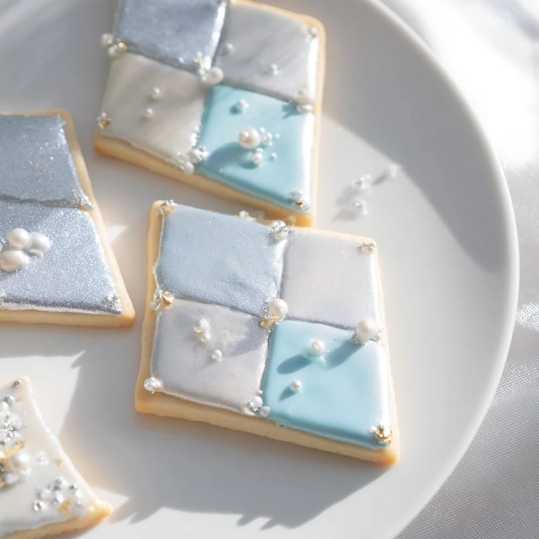 A fully arranged Engagement Ring Diamond Dessert Tray, showcasing shimmering, gem-like cookies, ready for a special occasion.
