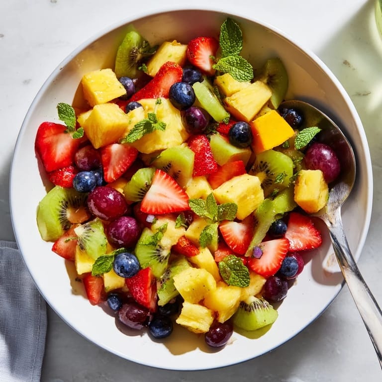 Enjoy a sunny Tropical Pineapple Fruit Boat filled with juicy mango, ready to serve as a meal.