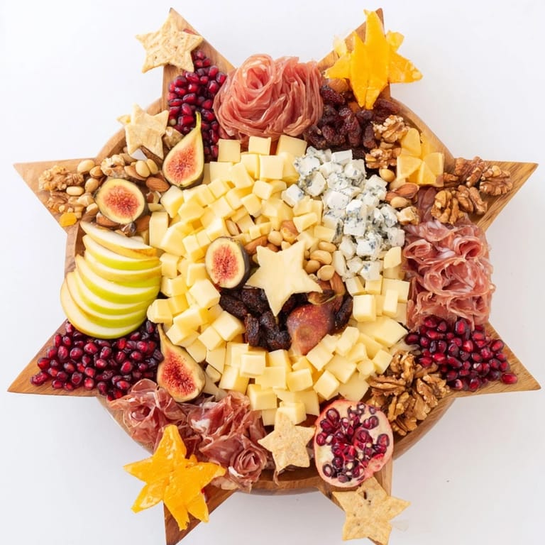 Christmas Éclat dÉtoiles Planche de Noël 2025: Holiday charcuterie, a festive spread with textures to be enjoyed.