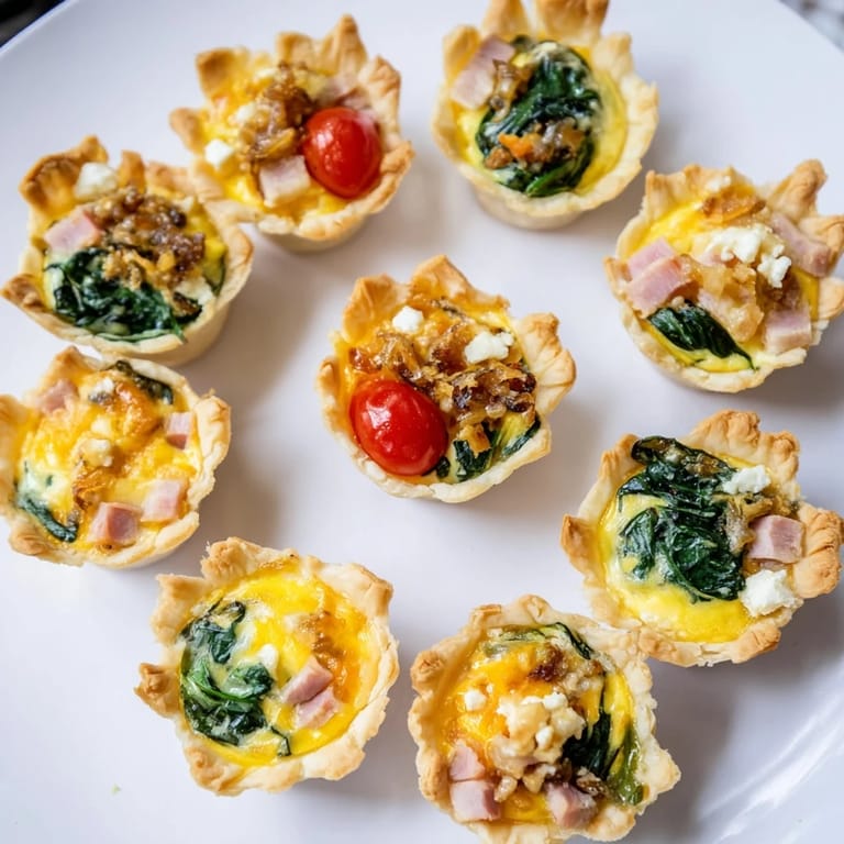 This Mini Quiche Holiday Village Board features perfectly baked quiches, garnished with rosemary sprigs for an inviting party.