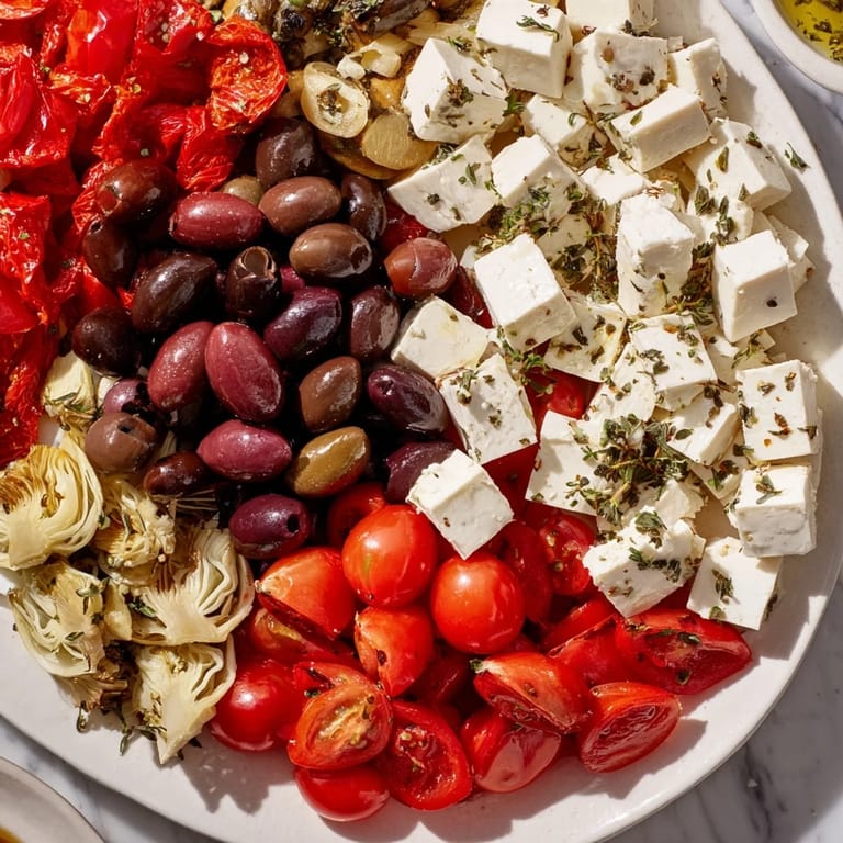 Imagine a festive Black Olive and Sun-Dried Tomato Platter: briny olives, sun-dried tomatoes, and herbs, perfect for sharing.