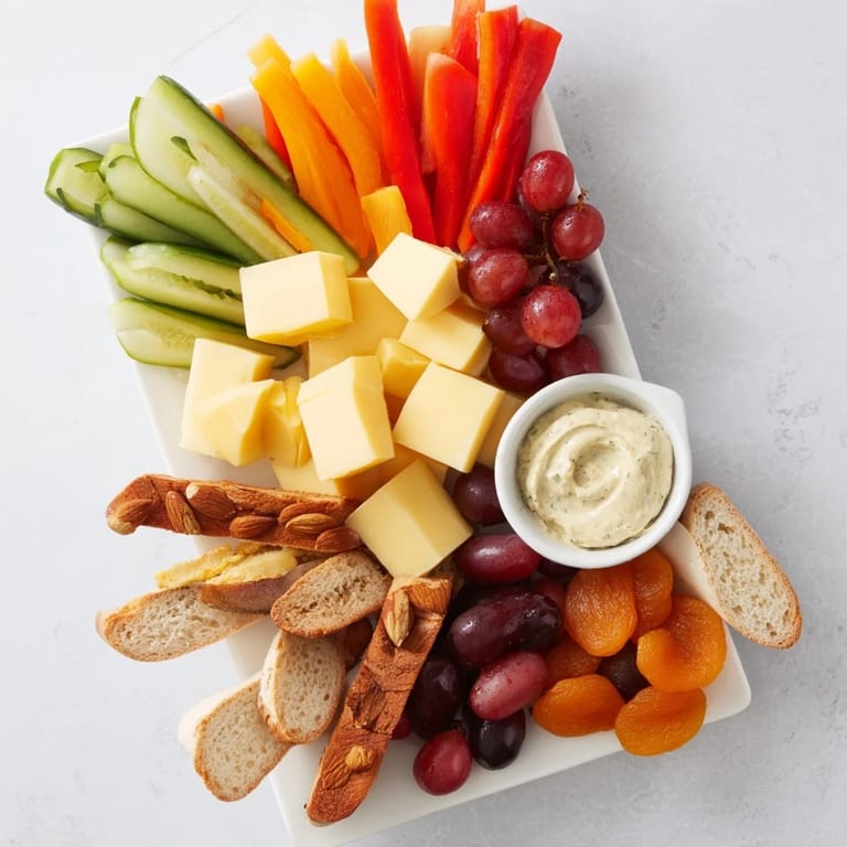 Party-ready arrowhead directional charcuterie board with fresh ingredients and a central dip, visually stunning.